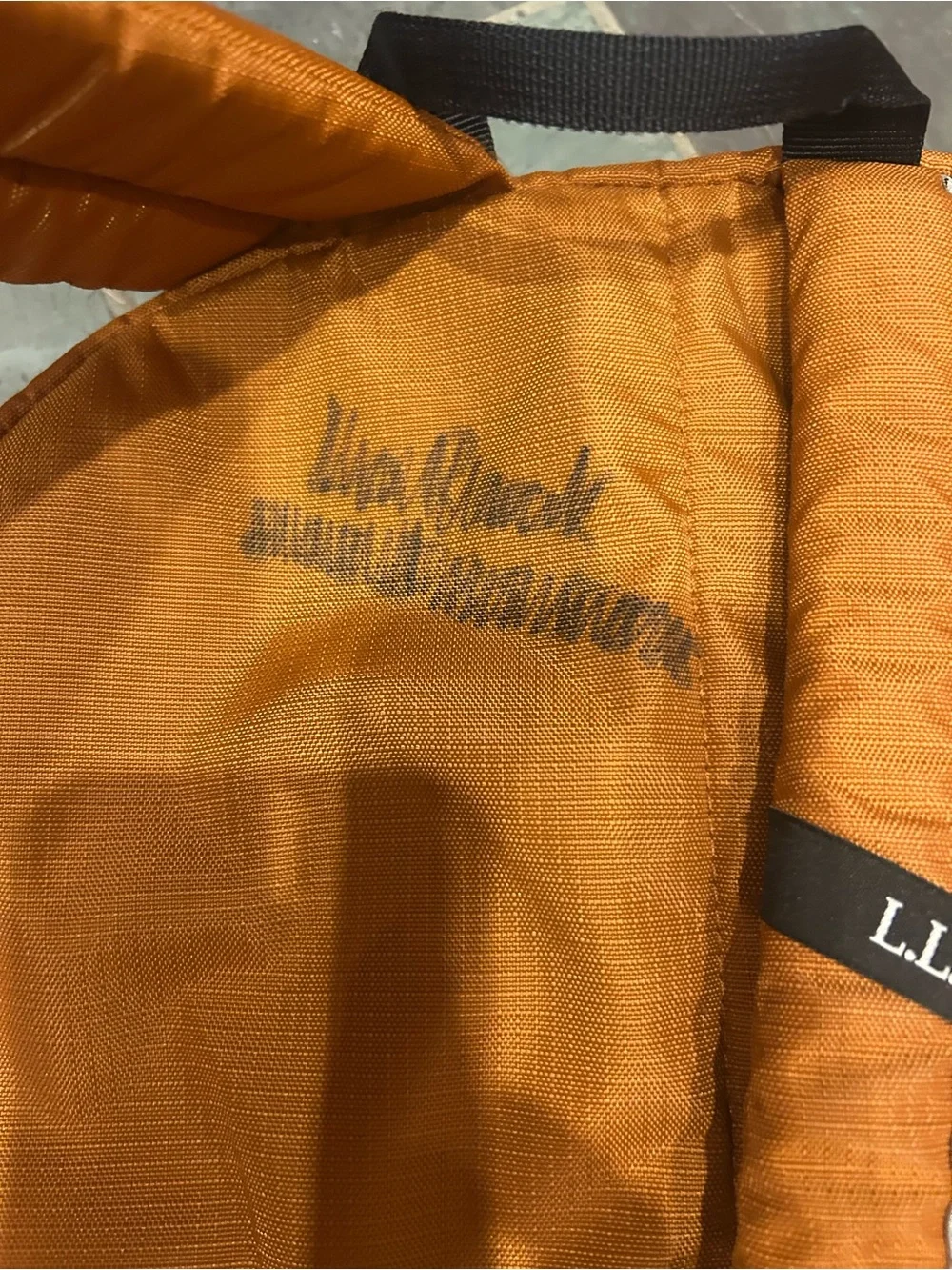 L.L. Bean Orange Backpack with Black Base